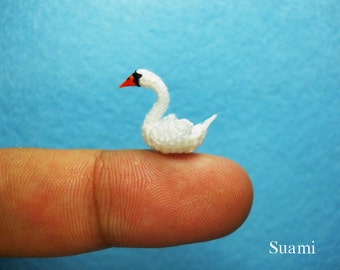 Micro Miniature Swan -  Tiny Crochet Birds - Made To Order