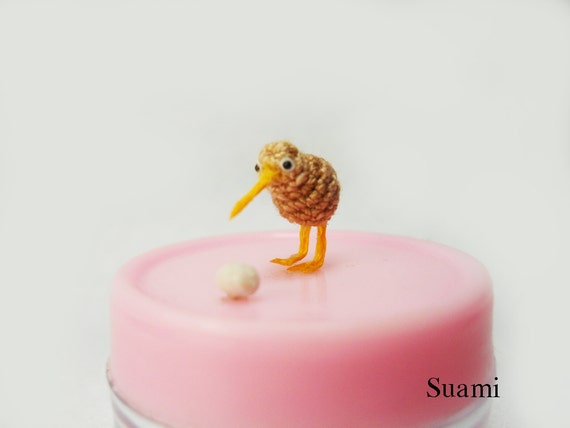 Miniatura Marron Kiwi Con Huevo Tiny Crochet Kiwi Birds Etsy