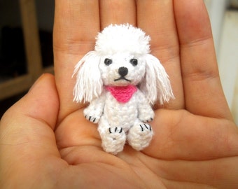 Mini White Poodle - Crochet Miniature Dog Stuffed Animals - Made To Order