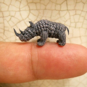 Rhino - Micro Crochet Stuffed Tiny Animal - Made To Order