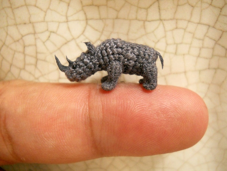 Rhino Micro Crochet Stuffed Tiny Animal Made To Order image 1