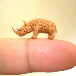 Miniature Rhino - Micro Crochet Stuffed Tiny Animal - Made To Order