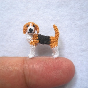 Miniature Beagle  - Tiny Crochet Mini Amigurumi Dog Stuff Animal - Made To Order