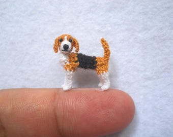 Beagle en miniatura - Tiny Crochet Mini Amigurumi Perro Cosas Animal - Hecho a la Orden