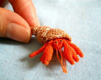 Cangrejo ermitaño en miniatura - Peluche amigurumi de ganchillo - Hecho a pedido