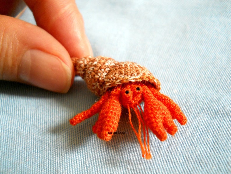 Miniature Hermit Crab - Tiny Crochet Amigurumi Stuffed Animal - Made To Ord...