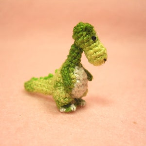 Miniature Green Tyrannosaurus Dollhouse Miniature Dinosaurs One Inch Scale Micro Crochet Dinosaur Made To Order image 5