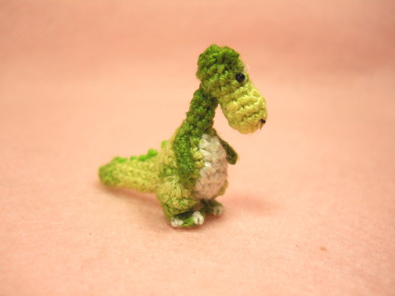 Miniature Green Tyrannosaurus Dollhouse Miniature Dinosaurs One Inch Scale Micro Crochet Dinosaur Made To Order image 5