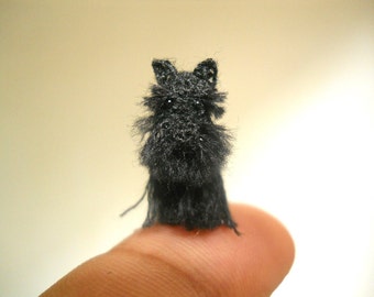 Miniature Black Schnauzer - Micro amigurumi Tiny Crochet Dog - Made To Order