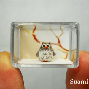 Miniature Crochet Owl Micro Mini Amigurumi Grey Owl Made To Order image 5