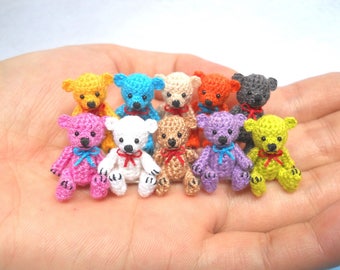 Mikro Bär 1 Zoll - Miniatur Teddybär, Amigurumi gehäkelte Bär - Made To Order