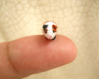 Micro Guinea Pig Amigurumi - Tiny Crochet Dollhouse Miniature Animal - Made To Order