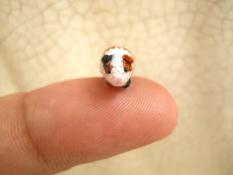 Micro Guinea Pig Amigurumi Tiny Crochet Dollhouse Miniature Animal Made To Order image 1