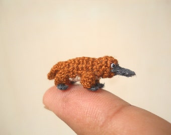 Miniature Brown Platypus - Micro Crochet Amigurumi Stuffed Animal - Made To Order