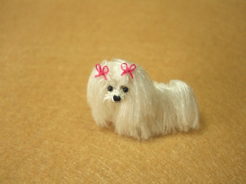 Maltese Tiny Crochet Miniature Dog Stuffed Animals Made To Order image 3