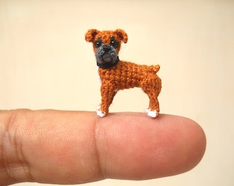 Miniature Fawn Boxer - Tiny Crochet Dog Stuffed Animals - Made To Order