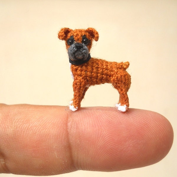 Miniature Fawn Boxer - Tiny Crochet Dog Stuffed Animals - Made To Order