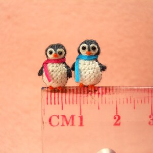 Penguin Couple Tiny Doll Miniature Amigurumi Stuffed Animal Toy Set of Two Penguins Made To Order image 4