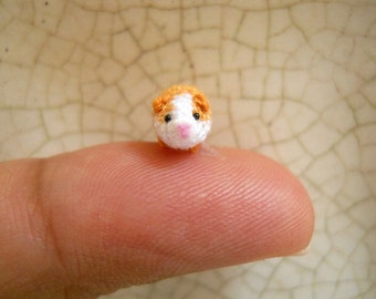 Micro Mini Guinea Pig Amigurumi - Tiny Crochet Dollhouse Miniature Animal - Made To Order