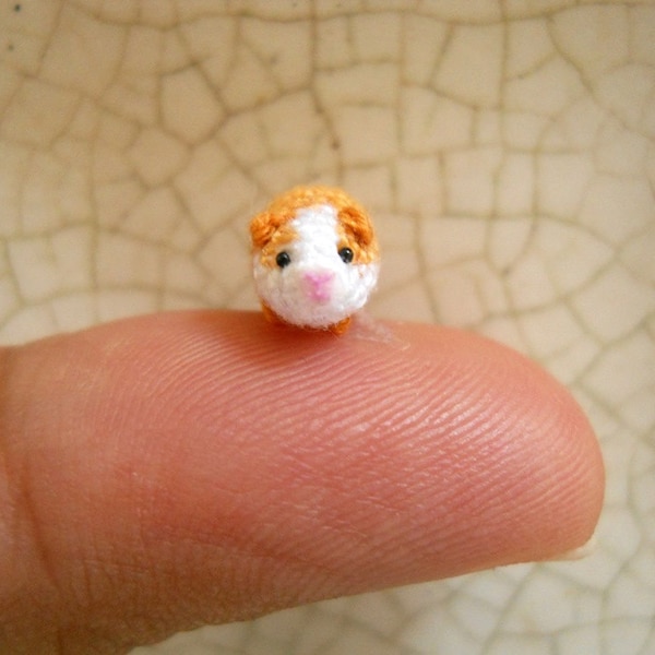 Micro Mini Guinea Pig Amigurumi - Tiny Crochet Dollhouse Miniature Animal - Made To Order