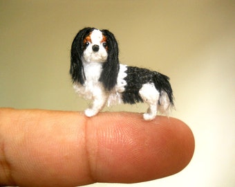 Tricolor Cavalier King Charles Spaniel - Tiny Crochet Miniature Dog Stuffed Animals - Made To Order