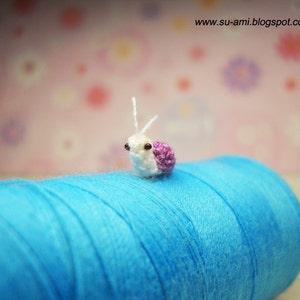 Extreme Tiny Snail Micro Crocheted Miniature Purple Snail Made To Order image 3