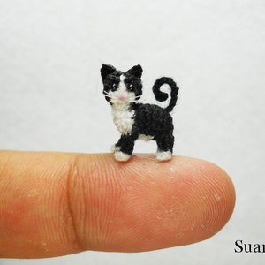 Micro Amigurumi Tuxedo Cat: Tiny Black & White Kitten Stuffed Animal