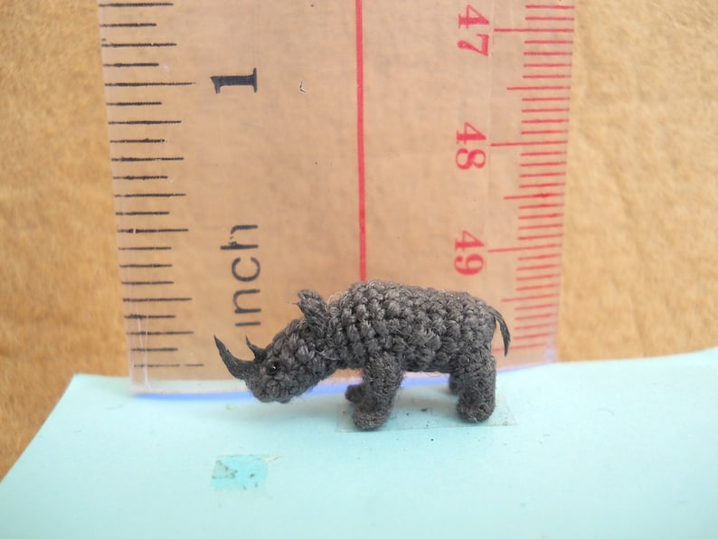 Rhino Micro Crochet Stuffed Tiny Animal Made To Order image 4