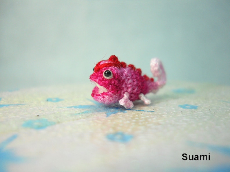 Tiny Pink Chameleon Dollhouse Miniature Chamaeleons Made To Order image 3
