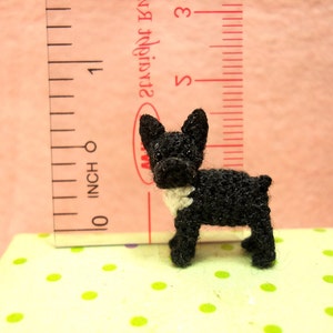 Black White French Bulldog Micro amigurumi Tiny Crocheted Dog Made To Order image 2