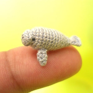 Micro Mini Manatee Tiny Crochet Amigurumi Stuffed Animal Made to Order image 5