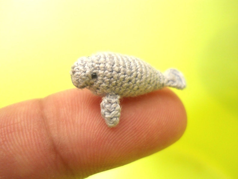 Micro Mini Manatee Tiny Crochet Amigurumi Stuffed Animal Made to Order image 5