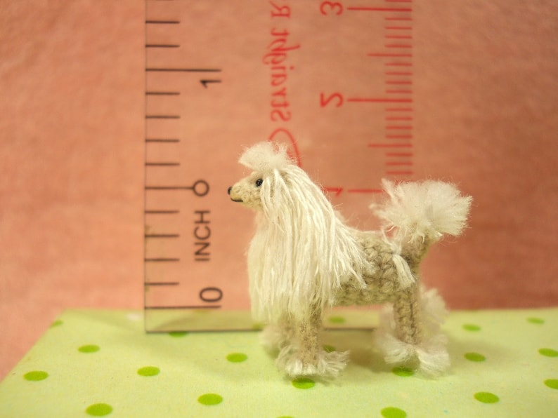 Miniature White Poodle 1 Inch Tiny Crochet Micro Amigurumi Dog stuff Animal Made To Order image 2