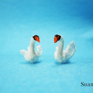 Swans In Love Micro Mini Crochet Swan Amigurumi Miniature Animals Made To Order image 4