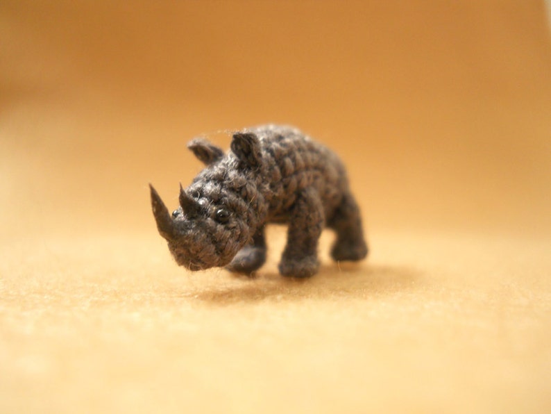 Rhino Micro Crochet Stuffed Tiny Animal Made To Order image 2