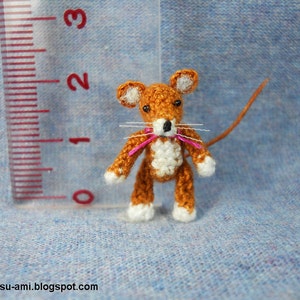 Lovely Brown Mouse Rat Micro Amigurumi Crochet Miniature Animals Made To Order image 4