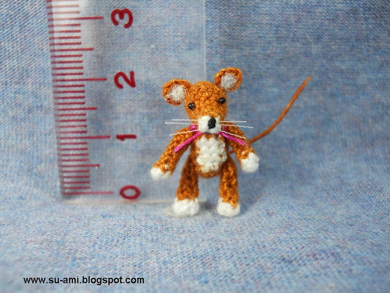 Lovely Brown Mouse Rat Micro Amigurumi Crochet Miniature Animals Made To Order image 4