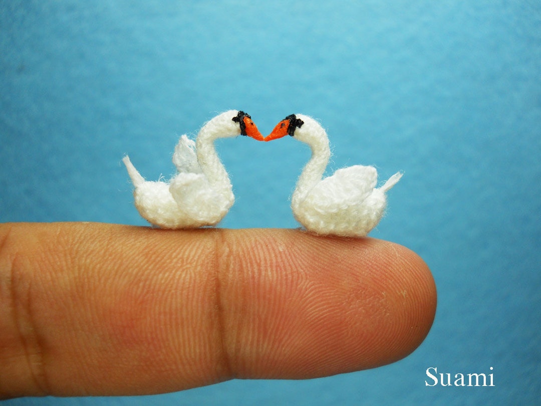 Mini Swans Swans in Love - Micro Mini Crochet Swan Amigurumi Miniature Animals ...