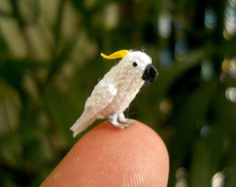 Sulphur-crested cockatoo - Micro Amigurumi Miniature Crochet Bird Stuffed Animal - Made To Order