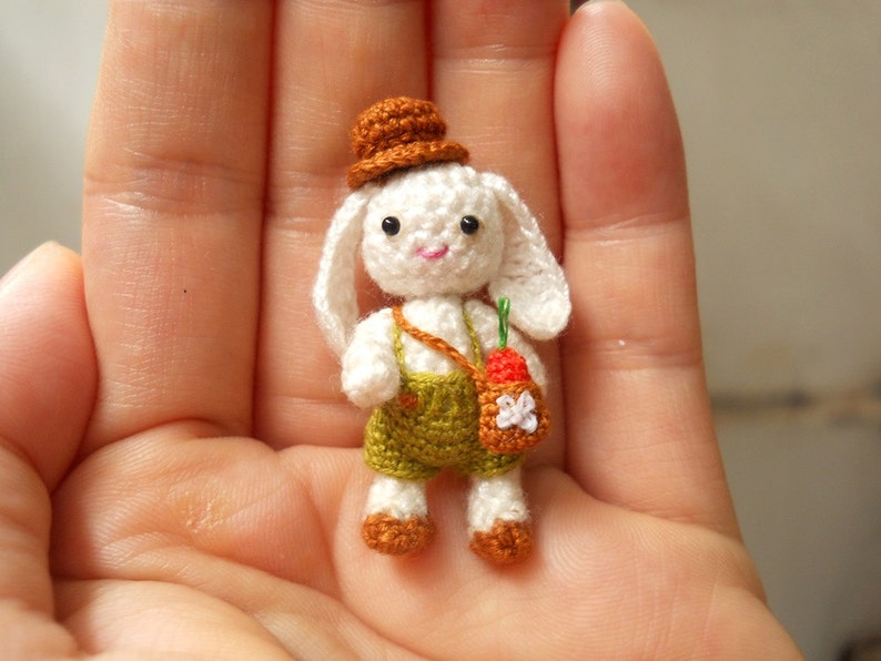 Bunny Rabbit Boy Miniature Crochet Bunny Amigurumi Doll Made To Order image 1