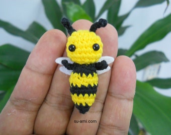 Mini Bee Amigurumi Charm - Crochet Bumble Bee Plush - Made to order.