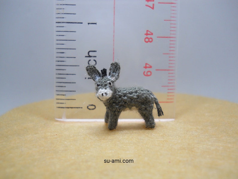 Miniature Donkey 0.6 Inch Micro Crochet Animals Made To Order image 8