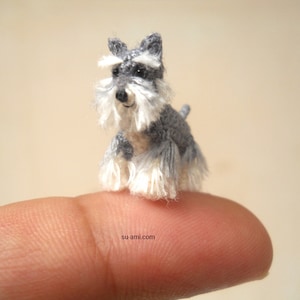 Miniature Schnauzer - Micro amigurumi Tiny Crochet Dog - Made To Order