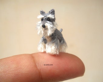 Miniature Schnauzer - Micro amigurumi Tiny Crochet Dog - Made To Order