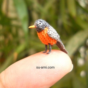 American Robin Bird - Micro Amigurumi Miniature Crochet Bird Stuffed Animal - Made To Order