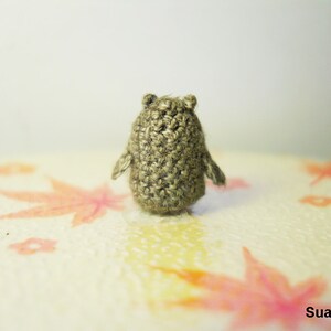 Miniature Crochet Owl Micro Mini Amigurumi Grey Owl Made To Order image 3