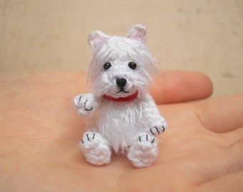 White Westie - Crochet Miniature Dog Stuffed Animals - Made To Order