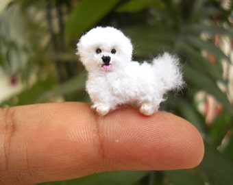 Bichon Frise - Tiny Crochet Miniature Dog Stuffed Animals - Made To Order