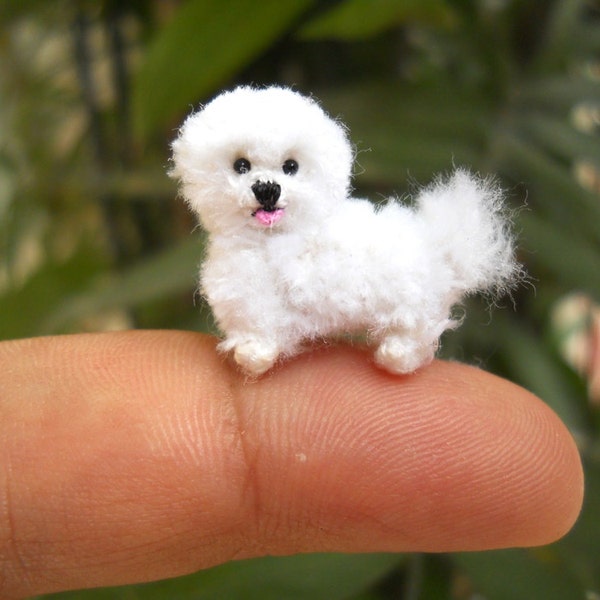 Bichon Frise - Tiny Crochet Miniature Dog Stuffed Animals - Made To Order