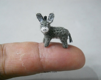 Miniature Donkey 0.6 Inch - Micro Crochet Animals - Made To Order